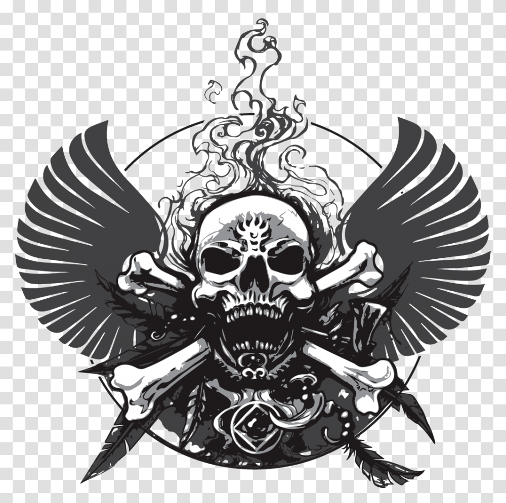 Decal Skull And Wings Skull With Wings Logo, Emblem, Motorcycle, Vehicle Transparent Png