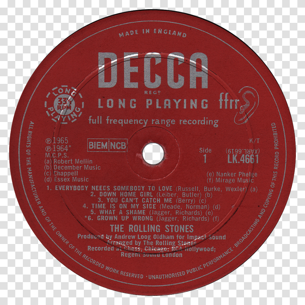 Decca Lk4661 Rolling Stones Label Decca The Rolling Stones, Disk, Dvd, Meal Transparent Png