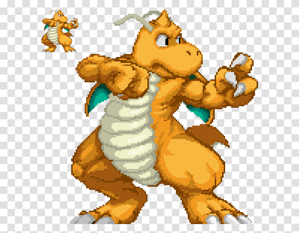 Decided To Make A Revision Of Not Pokemon Pixel Dragonite, Construction Crane, Mascot, Figurine Transparent Png