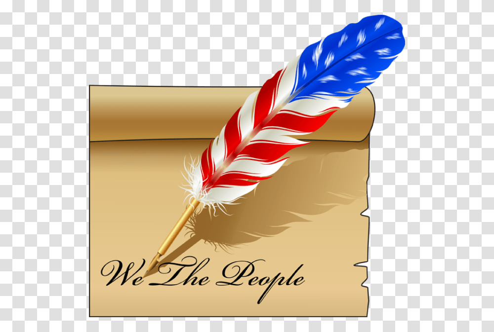 Declaration Of Independence Quill Clipart Red White Blue Feathers, Envelope Transparent Png