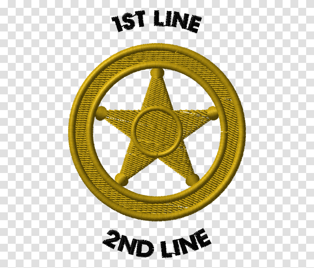 Deco Stk Emb Le Badge 5pt Star Circle Gold Lone Star Stone, Logo, Trademark, Wristwatch Transparent Png