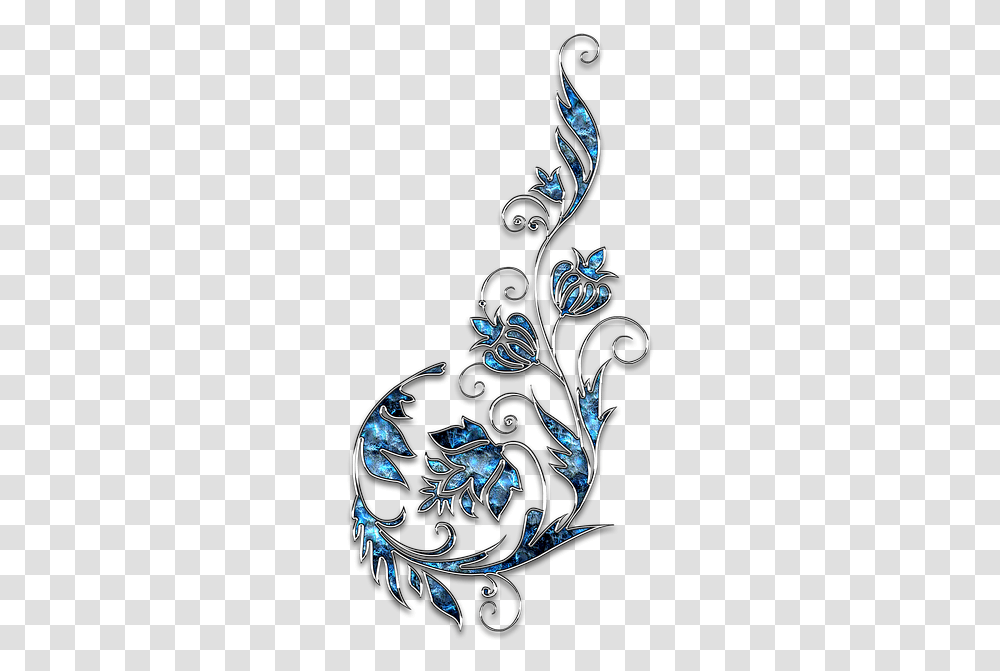 Decor Ornament Jewelry Flower Blue Silver Blue Decoration, Floral Design, Pattern Transparent Png