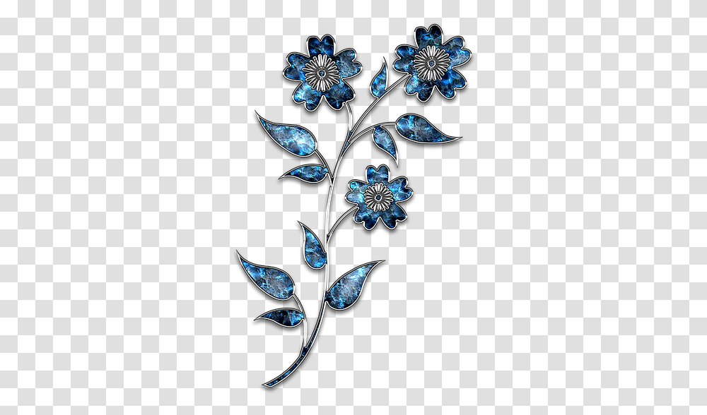 Decor Ornament Jewelry Flower Blue Silver Flower Silhouette Clipart, Floral Design, Pattern, Accessories Transparent Png