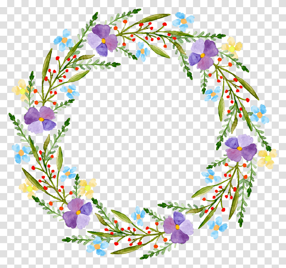 Decor Vector Garland Flower Wreath Yellow And Blue, Floral Design, Pattern Transparent Png