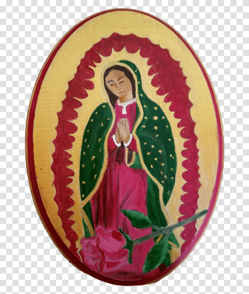 Decor Wall Hanging Virgen De Guadalupe Oval Shaped Virgen De Guadalupe Hd, Dish, Meal, Food, Person Transparent Png