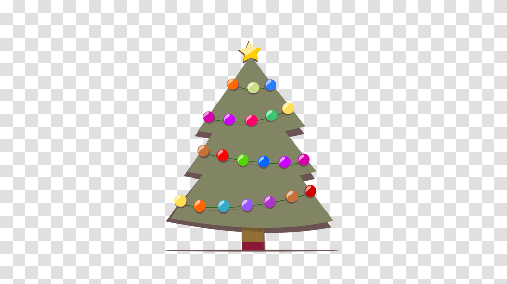 Decorated Christmas Tree Vector Drawing, Plant, Ornament, Star Symbol Transparent Png