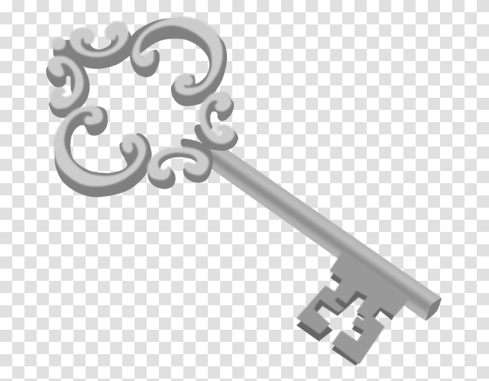 Decorated Key Lock Metal Silver Background Key Clipart, Sword, Blade, Weapon, Weaponry Transparent Png