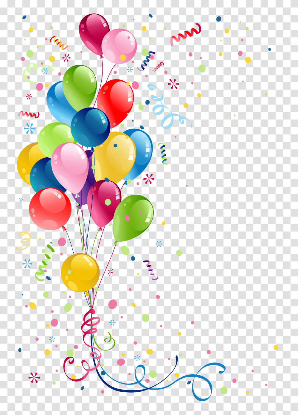 Decoration Birthday Happy, Paper, Balloon, Confetti Transparent Png