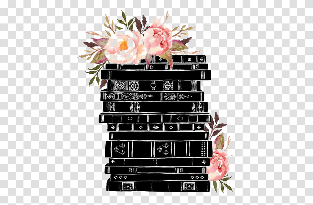 Decoration Books Illustration Watercolor Book Black Book And Flowers Watercolor, Poster, Advertisement Transparent Png