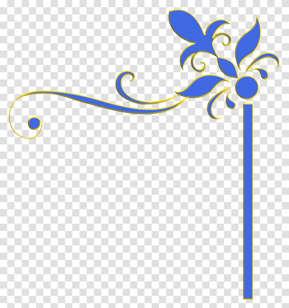 Decoration Border Edge Frame Blue Yellow Flowers Swirl Edge Border Design, Floral Design, Pattern Transparent Png
