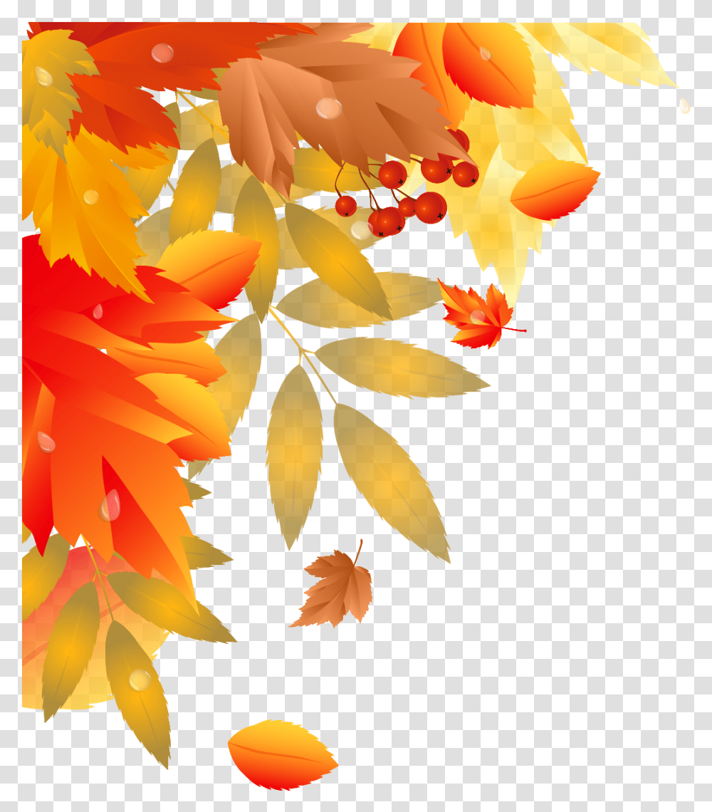Decoration Clipart Autumn Fall Leaves Corner Border, Leaf, Plant, Tree, Maple Transparent Png