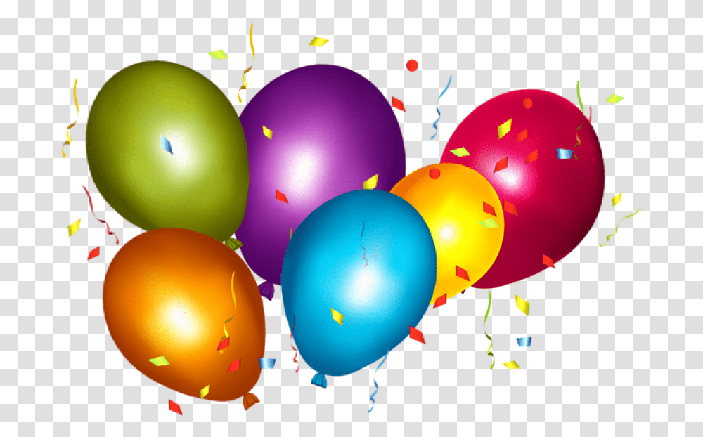 Decoration Colorful Balloons And Confetti Background, Food Transparent Png
