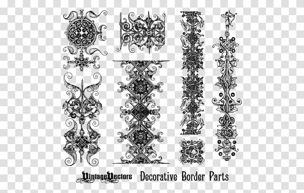 Decorative Border Parts Kit Vintage Vectors Vintage Medieval Border, Floral Design, Pattern, Rug Transparent Png