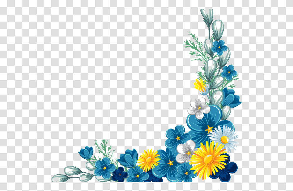Decorative Borders Flower Yellow Image High Quality Blue Floral Border Design, Floral Design, Pattern Transparent Png