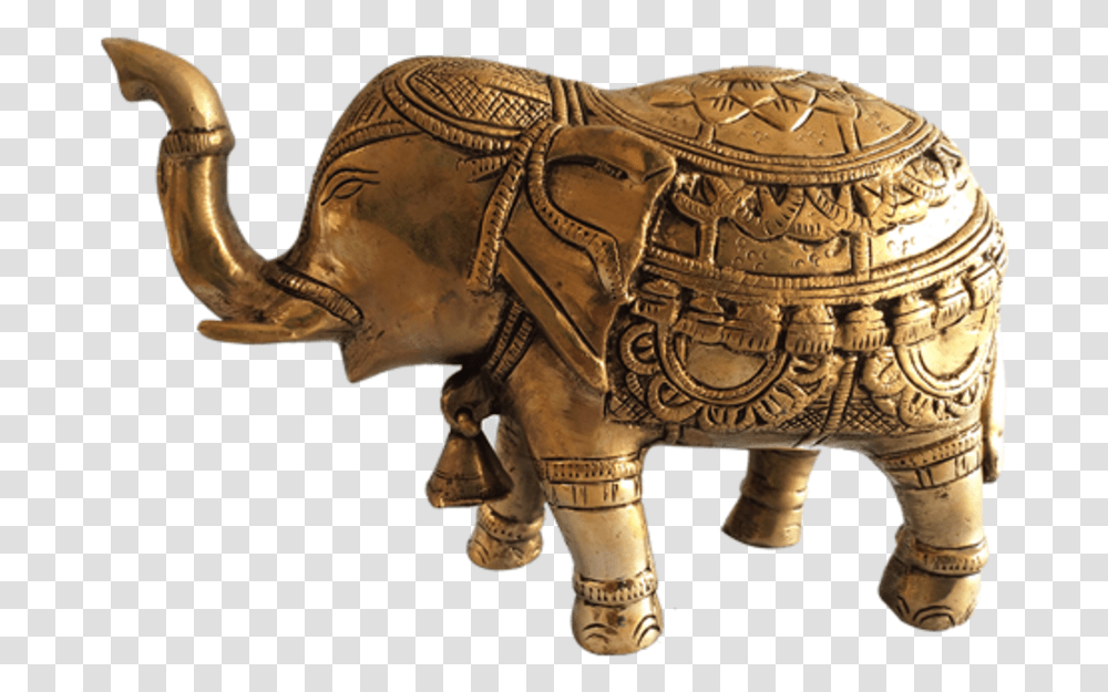 Decorative Brass Elephant Trunk Up Statue With Bell Indian Elephant, Bronze, Mammal, Animal, Buffalo Transparent Png