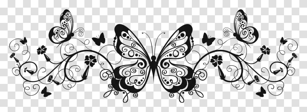 Decorative Butterfly Clipart Image Royalty Free Butterfly Border Black And White, Gray, World Of Warcraft Transparent Png