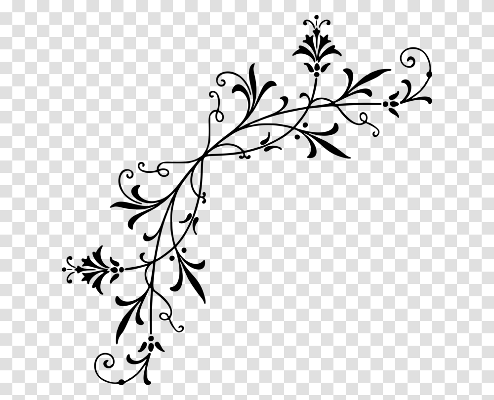 Decorative Corners Stencil Designs Black And White Drawing Twig, Gray, World Of Warcraft Transparent Png