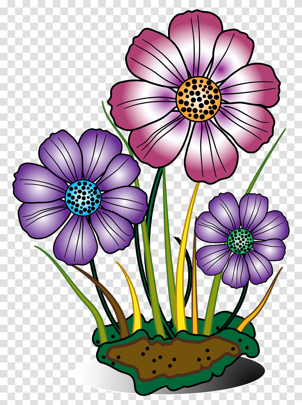 Decorative Flower Flowers Grass Flowers In Bloom Clipart, Plant, Pattern, Graphics, Floral Design Transparent Png