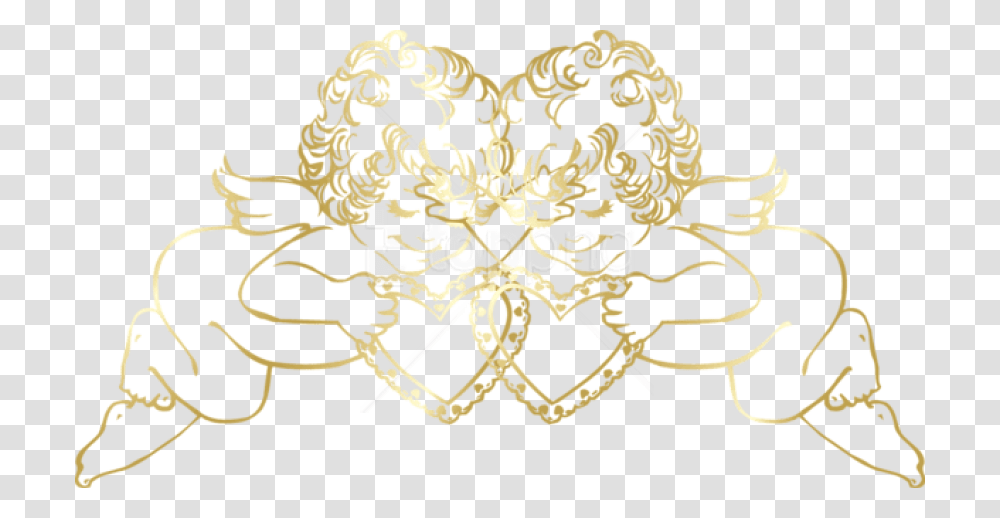 Decorative Gold Line Gold Angels, Pattern, Floral Design Transparent Png