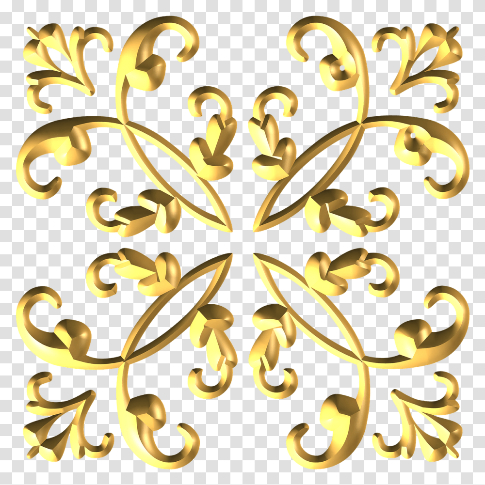 Decorative, Gold, Pattern, Floral Design Transparent Png