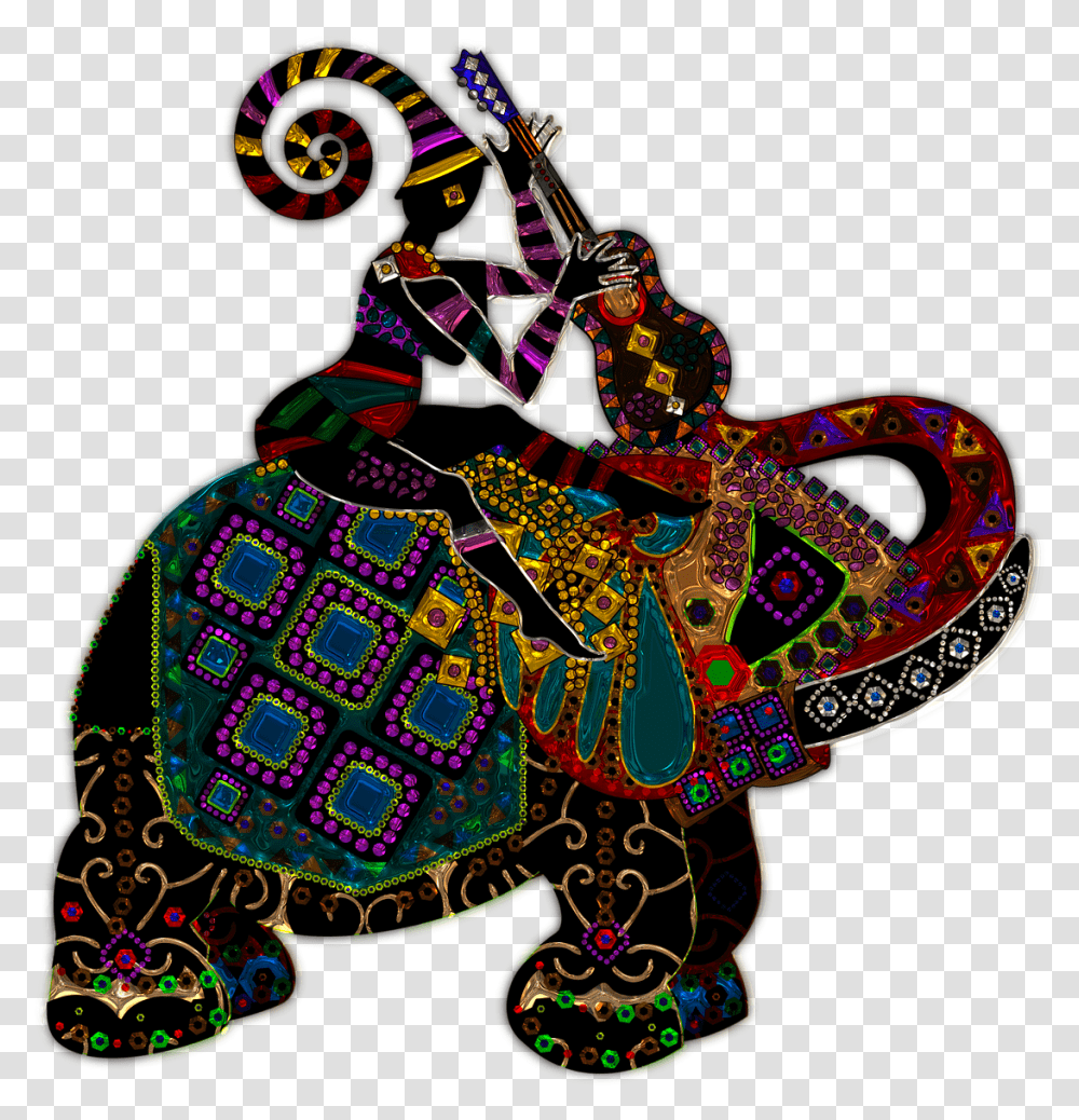 Decorative Indian Elephant Painting, Crowd, Person, Human, Pattern Transparent Png