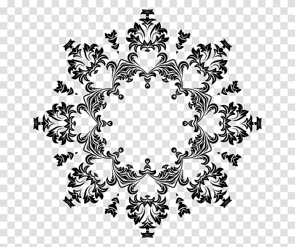 Decorative Ornamental Floral Flourish Design Split Snowflake Svg Free, Gray, World Of Warcraft Transparent Png