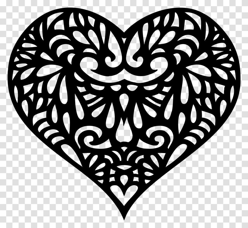 Decorative Ornamental Heart Silhouette Hearts Silhouette Clip Art, Gray, World Of Warcraft Transparent Png
