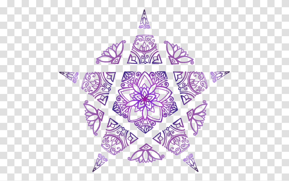 Decorative Pentacle In Purple Hand Towel Motif, Snowflake, Symbol, Star Symbol, Pattern Transparent Png