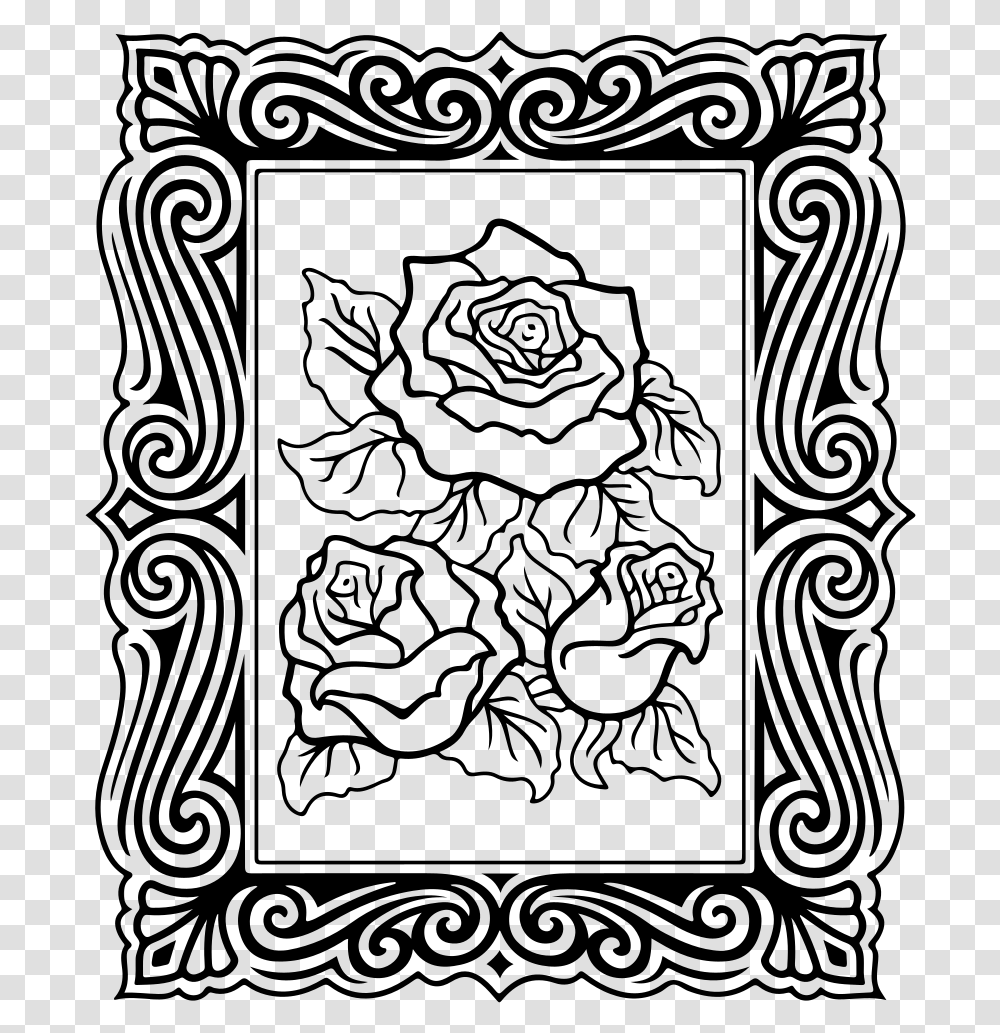 Decorative Rose Border Black And White Decorative Rose Border Black And White, Gray, World Of Warcraft Transparent Png