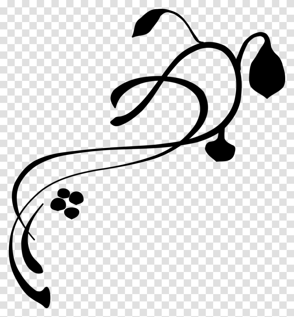 Decorative Swirl Clip Art Vines Black And White, Gray, World Of Warcraft Transparent Png
