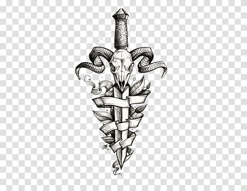 Decorative Tattoo Dagger Sleeve Painted Flash Hand Tattoo On Hand, Drawing, Doodle, Face Transparent Png