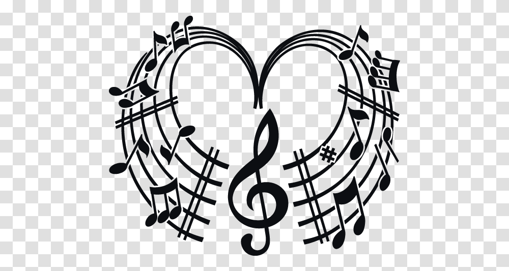 Decorative Vinyls Musical Heart Colourful Music Notes, Calligraphy, Handwriting, Label Transparent Png