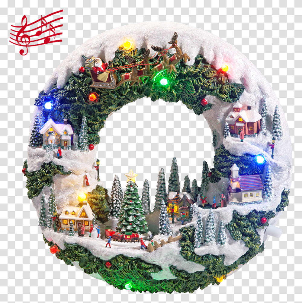 Decorative Wreath Winter Village Wreath, Sphere, Birthday Cake, Dessert, Food Transparent Png