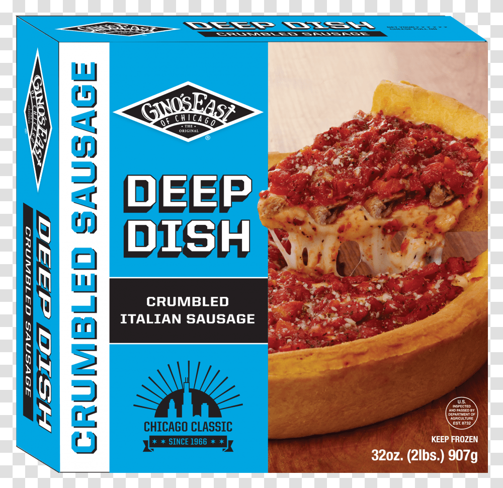 Deep Dish Pizza Chicago, Food, Plant, Menu, Pasta Transparent Png