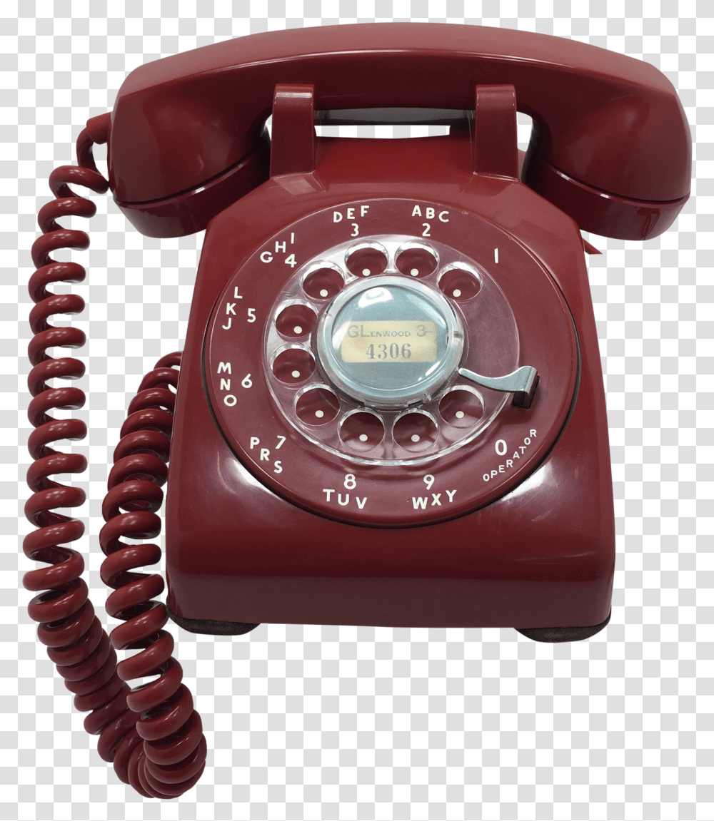 Deep Red Rotary Dial Phone Telephone, Electronics, Dial Telephone Transparent Png