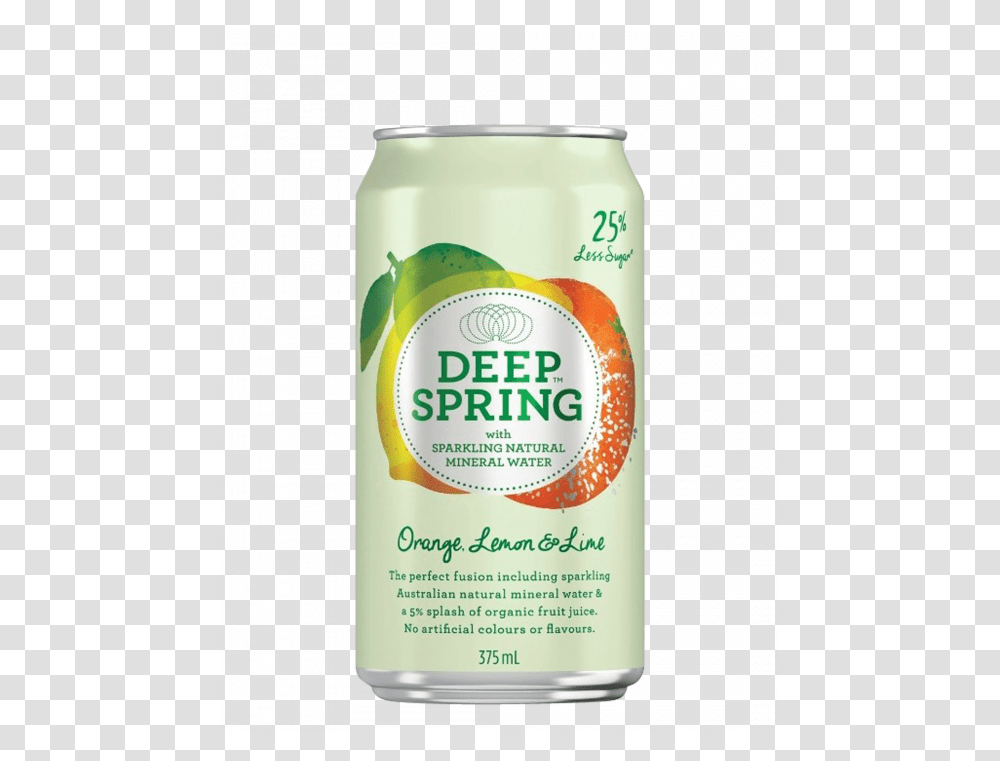 Deep Spring Lemon Lime Citrus 24 X 375ml Cans Deep Spring Mineral Water, Tin, Beverage, Drink, Ketchup Transparent Png