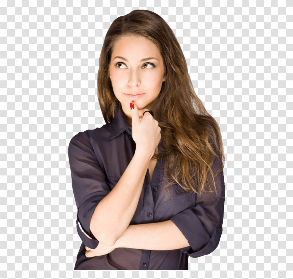 Deep Thinking Woman Free Thinking Woman, Face, Person, Human Transparent Png