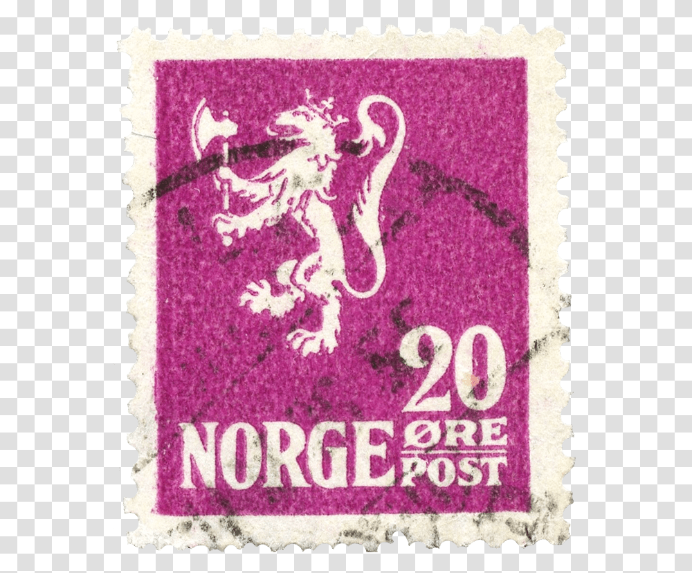 Deep Violet Lion Rampant Stamp Stamps Norge 20 Ore, Postage Stamp, Rug Transparent Png