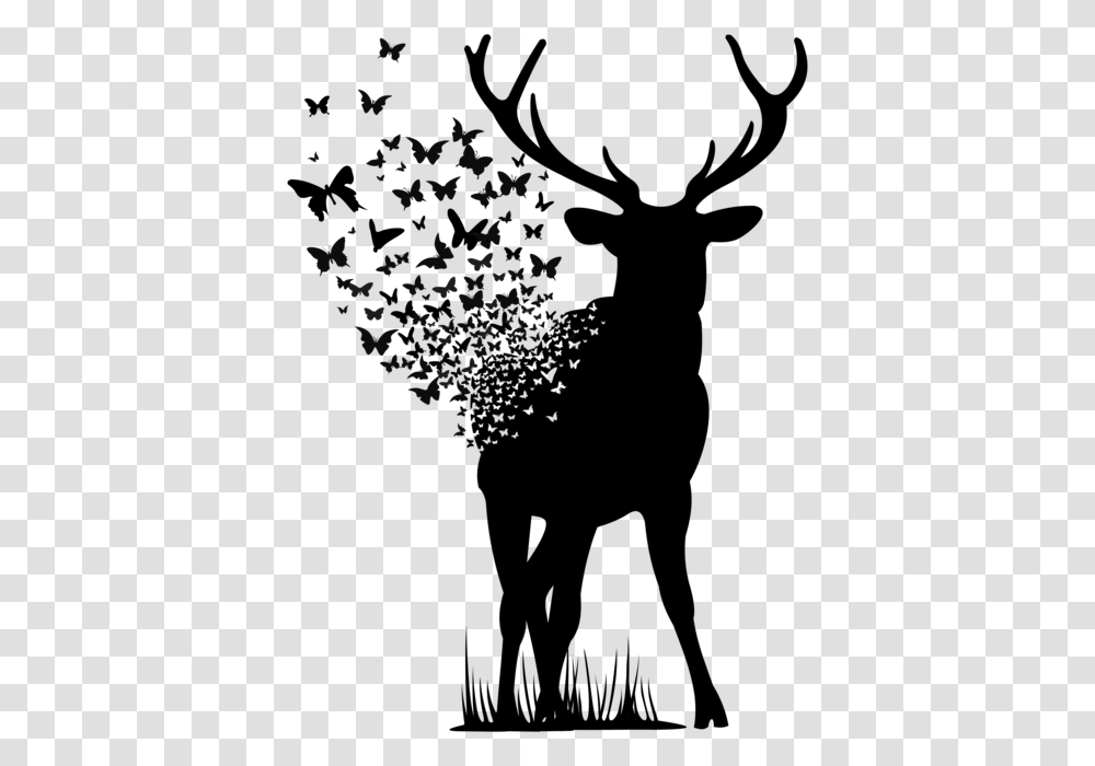 Deer And Butterfly, Outdoors, Nature, Night, Astronomy Transparent Png