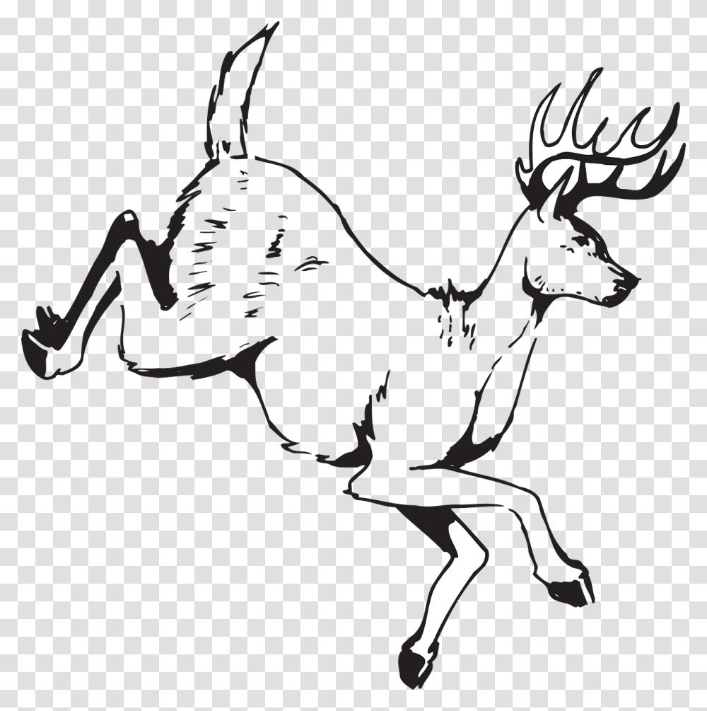 Deer And Fawn Run Clipart, Animal, Mammal, Silhouette, Wildlife Transparent Png