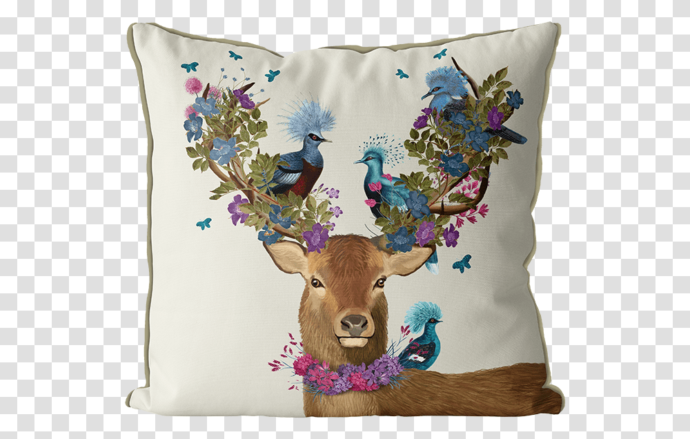 Deer Bird Keeperblue Pigeons Pillow Cover Nina Campbell Wall Decal, Cushion, Animal, Sheep, Mammal Transparent Png