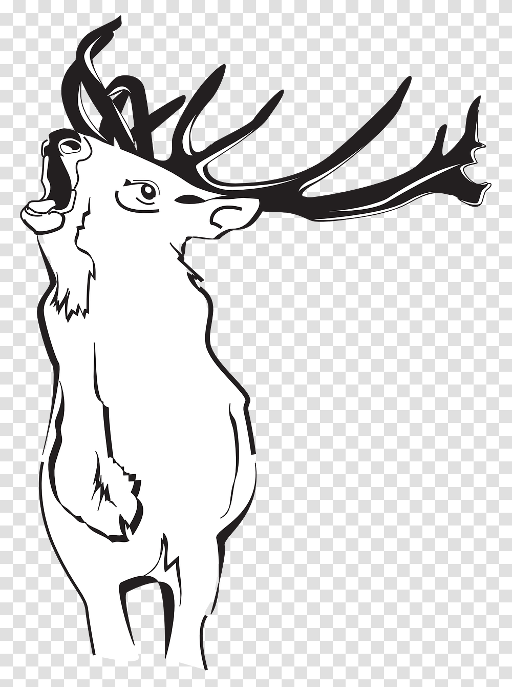 Deer Clipart Deer, Stencil, Silhouette, Drawing, Hand Transparent Png