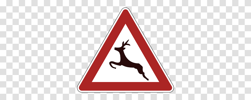 Deer Crossing Transport, Road Sign, Triangle Transparent Png