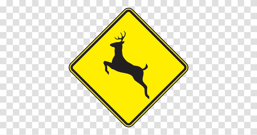 Deer Crossing Sign Traffic Signs And Symbols Deer, Road Sign, Bird, Animal, Dog Transparent Png