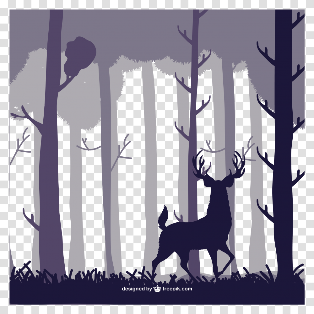 Deer Forest Silhouette Illustration Deer Forest Silhouette, Outdoors, Ice, Nature Transparent Png
