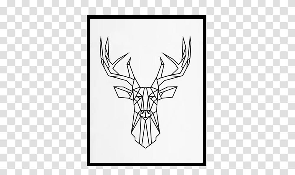 Deer Head Canvas Art Print Deer Triangles, Drawing, Emblem, Painting Transparent Png