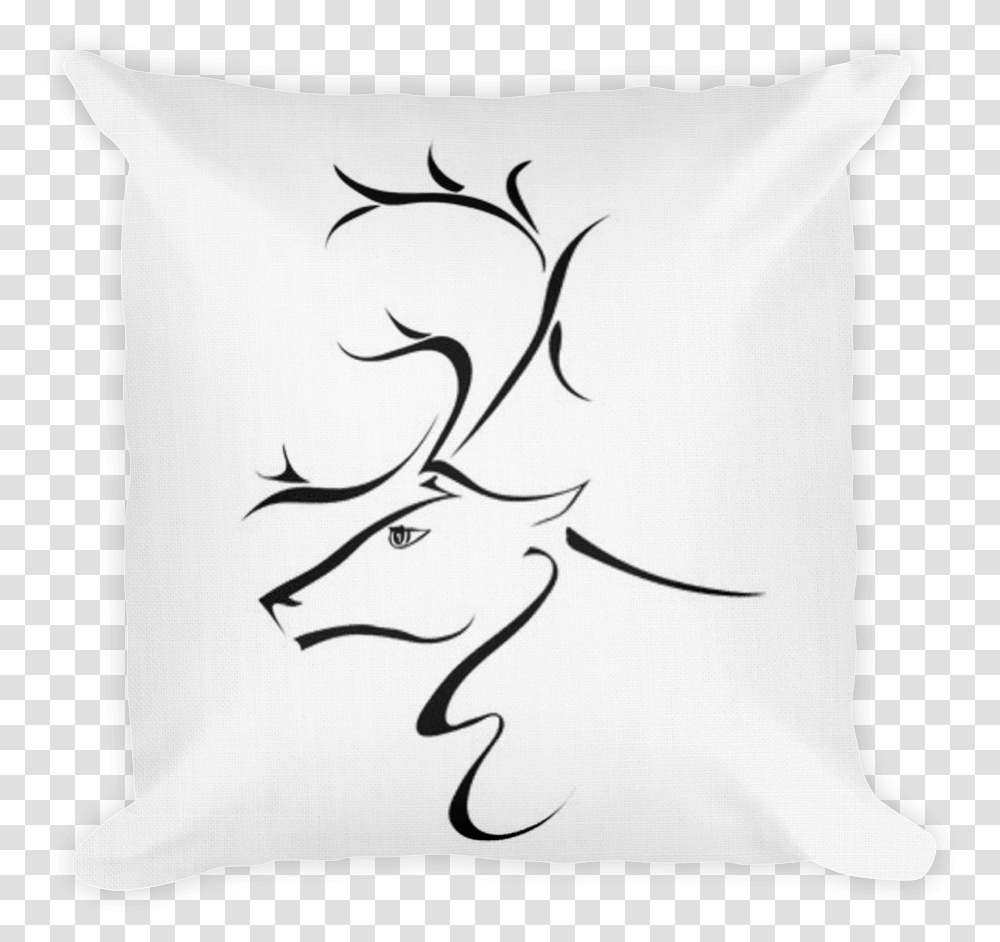 Deer Head Silhouette Ciervo De Perfil Dibujo, Pillow, Cushion Transparent Png