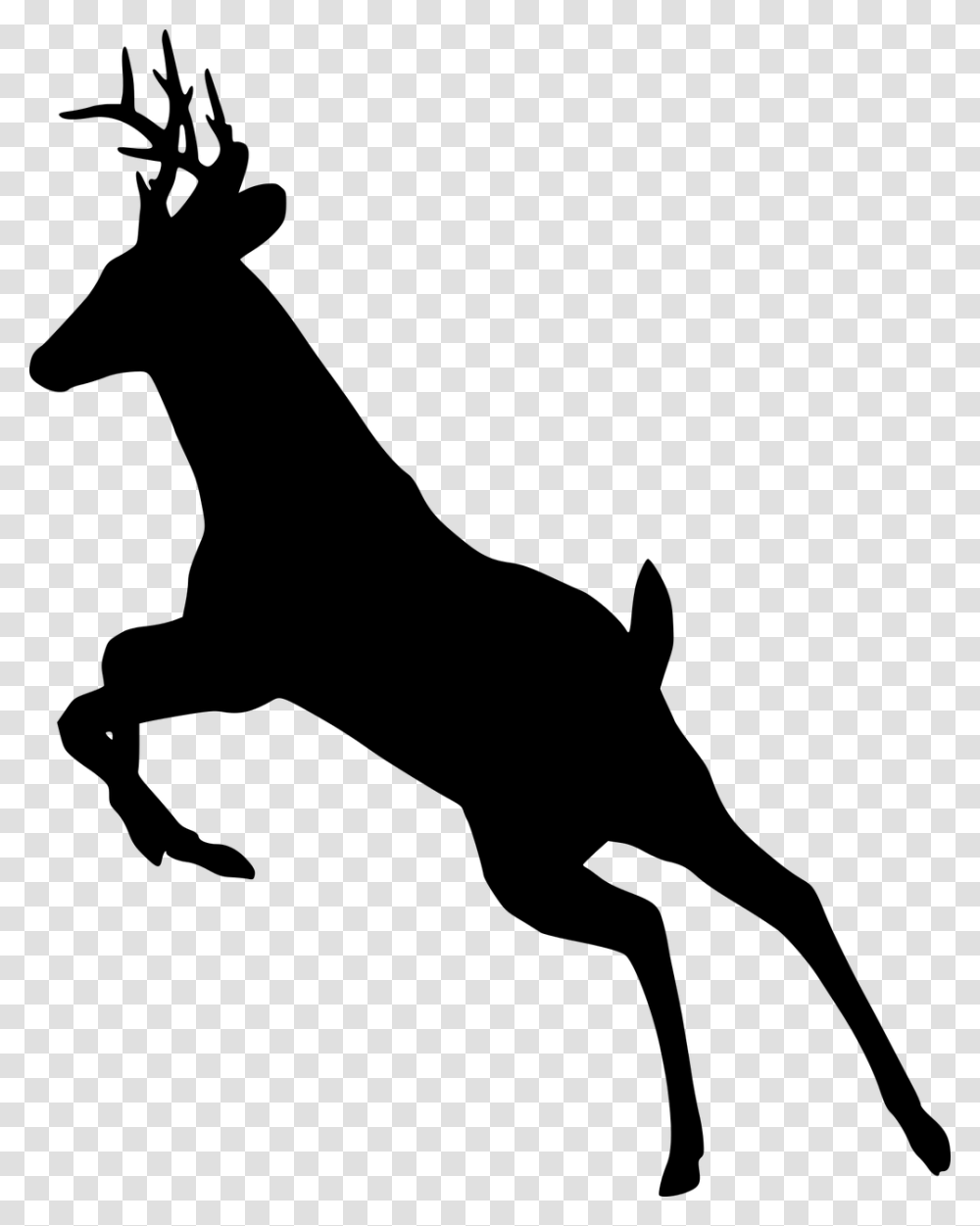Deer Jumping Silhouette Animal Leaping Wildlife Deer Running Silhouette Buck, Gray, World Of Warcraft Transparent Png