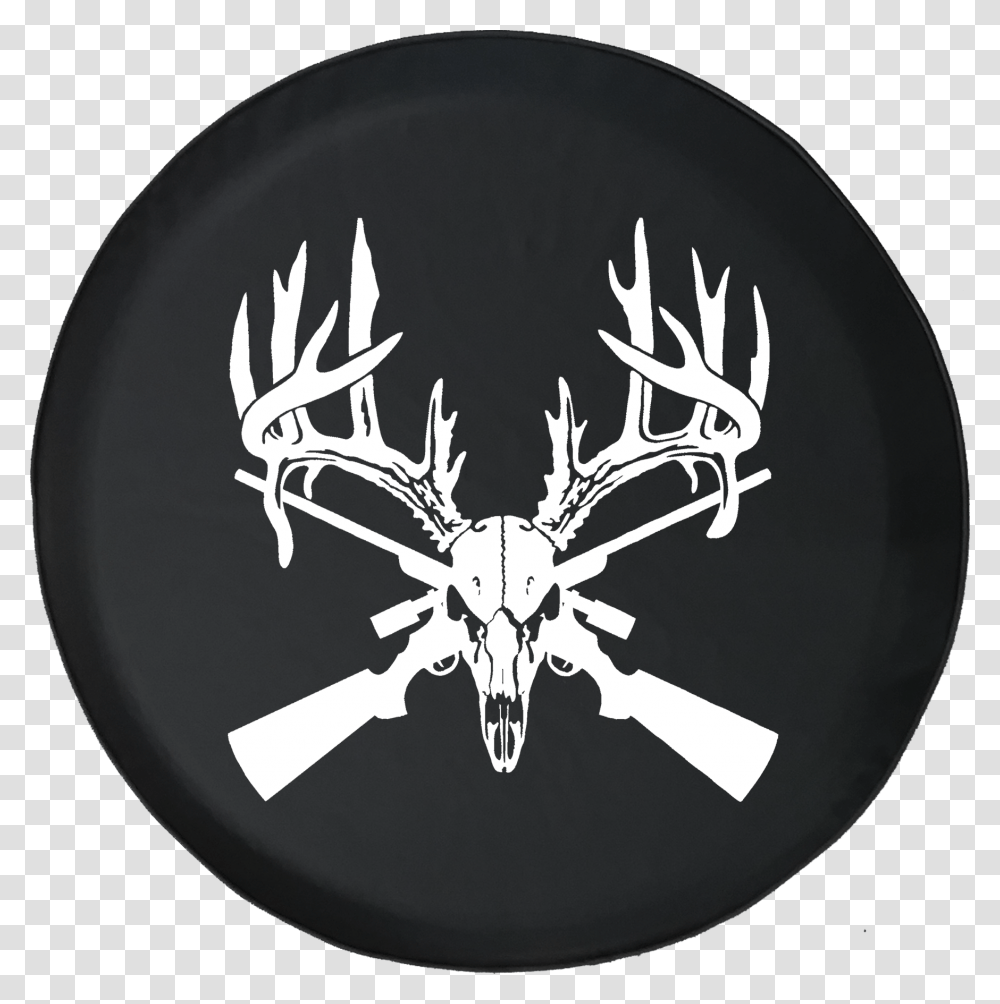 Deer Skull Big Rack Crossed Hunting Rifles Deer Skull Gun Rifle, Antler Transparent Png