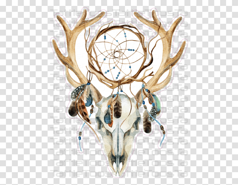 Deer Skull Dreamcatcher Deer Skull Dream Catcher Tattoo, Antler, Clock Tower, Architecture, Building Transparent Png